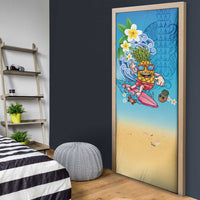 Hawaiian Funny Pineapple Surfing Door Cover Beach with Tribal Kakau and Plumeria LT03 - Polynesian Pride