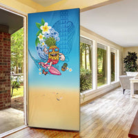 Hawaiian Funny Pineapple Surfing Door Cover Beach with Tribal Kakau and Plumeria LT03 - Polynesian Pride