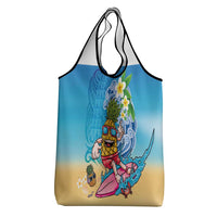 Hawaiian Funny Pineapple Surfing Grocery Bag Beach with Tribal Kakau and Plumeria LT03 - Polynesian Pride