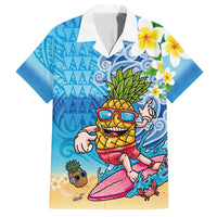 Hawaiian Funny Pineapple Surfing Hawaiian Shirt Beach with Tribal Kakau and Plumeria LT03 Multicolor - Polynesian Pride