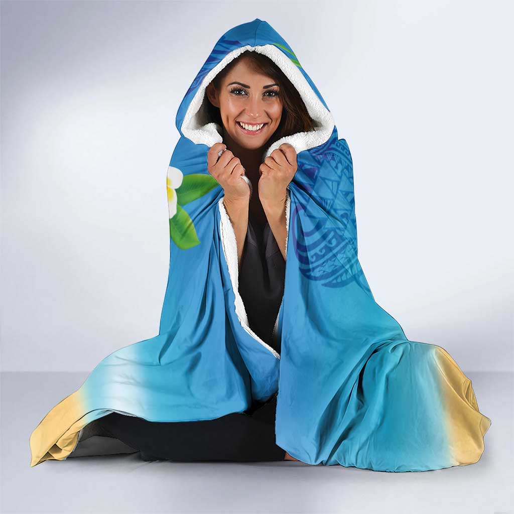 Hawaiian Funny Pineapple Surfing Hooded Blanket Beach with Tribal Kakau and Plumeria LT03 - Polynesian Pride