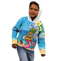 Hawaiian Funny Pineapple Surfing Kid Hoodie Beach with Tribal Kakau and Plumeria LT03 - Polynesian Pride