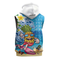 Hawaiian Funny Pineapple Surfing Sleeveless Zip Hoodie Beach with Tribal Kakau and Plumeria LT03 - Polynesian Pride