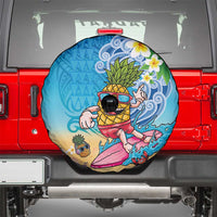 Hawaiian Funny Pineapple Surfing Spare Tire Cover Beach with Tribal Kakau and Plumeria LT03 - Polynesian Pride