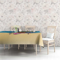 Hawaiian Funny Pineapple Surfing Tablecloth Beach with Tribal Kakau and Plumeria