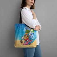 Hawaiian Funny Pineapple Surfing Tote Bag Beach with Tribal Kakau and Plumeria LT03 - Polynesian Pride