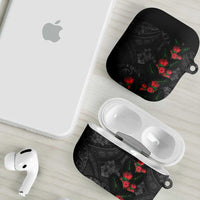 Hawaiian Taro Leaves and Ohia Lehua AirPods Case Polynesian Tribal Art Tropical Plants Motifs Grayscale LT03 - Polynesian Pride
