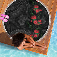 Hawaiian Taro Leaves and Ohia Lehua Beach Blanket Polynesian Tribal Art Tropical Plants Motifs Grayscale LT03 - Polynesian Pride