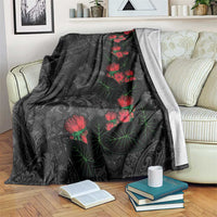 Hawaiian Taro Leaves and Ohia Lehua Blanket Polynesian Tribal Art Tropical Plants Motifs Grayscale LT03 Multicolor - Polynesian Pride
