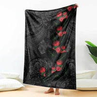 Hawaiian Taro Leaves and Ohia Lehua Blanket Polynesian Tribal Art Tropical Plants Motifs Grayscale LT03 - Polynesian Pride