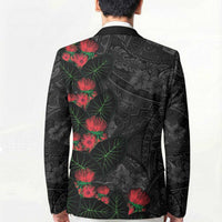 Hawaiian Taro Leaves and Ohia Lehua Blazer Polynesian Tribal Art Tropical Plants Motifs Grayscale LT03 - Polynesian Pride