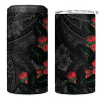 Hawaiian Taro Leaves and Ohia Lehua 4 in 1 Can Cooler Tumbler Polynesian Tribal Art Tropical Plants Motifs Grayscale LT03 One Size: 16 oz Multicolor - Polynesian Pride