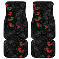Hawaiian Taro Leaves and Ohia Lehua Car Mats Polynesian Tribal Art Tropical Plants Motifs Grayscale LT03 - Polynesian Pride