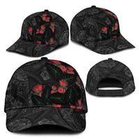 Hawaiian Taro Leaves and Ohia Lehua Classic Cap Polynesian Tribal Art Tropical Plants Motifs Grayscale LT03 - Polynesian Pride