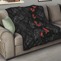 Hawaiian Taro Leaves and Ohia Lehua Quilt Polynesian Tribal Art Tropical Plants Motifs Grayscale LT03 - Polynesian Pride