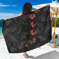 Hawaiian Taro Leaves and Ohia Lehua Sarong Polynesian Tribal Art Tropical Plants Motifs Grayscale LT03 One Size 44 x 66 inches Multicolor - Polynesian Pride