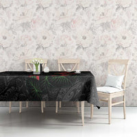 Hawaiian Taro Leaves and Ohia Lehua Tablecloth Polynesian Tribal Art Tropical Plants Motifs Grayscale LT03 - Polynesian Pride