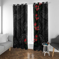 Hawaiian Taro Leaves and Ohia Lehua Window Curtain Polynesian Tribal Art Tropical Plants Motifs Grayscale LT03 With Grommets Multicolor - Polynesian Pride