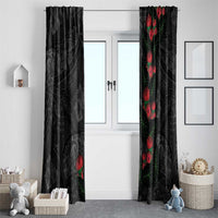 Hawaiian Taro Leaves and Ohia Lehua Window Curtain Polynesian Tribal Art Tropical Plants Motifs Grayscale LT03 - Polynesian Pride