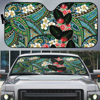 Hawaiian Taro Leaves and Ohia Lehua Auto Sun Shade Polynesian Tribal Art Tropical Plants Motifs Colorful LT03 Multicolor - Polynesian Pride
