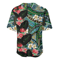 Hawaiian Taro Leaves and Ohia Lehua Baseball Jersey Polynesian Tribal Art Tropical Plants Motifs Colorful LT03 - Polynesian Pride