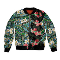 Hawaiian Taro Leaves and Ohia Lehua Bomber Jacket Polynesian Tribal Art Tropical Plants Motifs Colorful LT03 Unisex Multicolor - Polynesian Pride