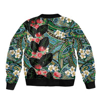 Hawaiian Taro Leaves and Ohia Lehua Bomber Jacket Polynesian Tribal Art Tropical Plants Motifs Colorful LT03 - Polynesian Pride