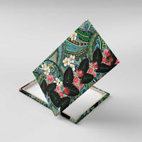 Hawaiian Taro Leaves and Ohia Lehua Canvas Wall Art Polynesian Tribal Art Tropical Plants Motifs Colorful LT03 With Frame Multicolor - Polynesian Pride
