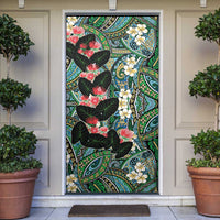 Hawaiian Taro Leaves and Ohia Lehua Door Cover Polynesian Tribal Art Tropical Plants Motifs Colorful LT03 Multicolor - Polynesian Pride
