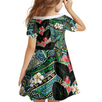 Hawaiian Taro Leaves and Ohia Lehua Family Matching Off The Shoulder Long Sleeve Dress and Hawaiian Shirt Polynesian Tribal Art Tropical Plants Motifs Colorful LT03 - Polynesian Pride