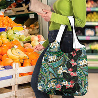Hawaiian Taro Leaves and Ohia Lehua Grocery Bag Polynesian Tribal Art Tropical Plants Motifs Colorful LT03 - Polynesian Pride