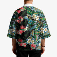 Hawaiian Taro Leaves and Ohia Lehua Kimono Polynesian Tribal Art Tropical Plants Motifs Colorful LT03 - Polynesian Pride