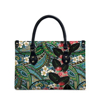 Hawaiian Taro Leaves and Ohia Lehua Leather Bag Polynesian Tribal Art Tropical Plants Motifs Colorful LT03 - Polynesian Pride