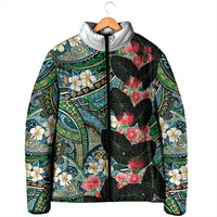 Hawaiian Taro Leaves and Ohia Lehua Padded Jacket Polynesian Tribal Art Tropical Plants Motifs Colorful LT03 - Polynesian Pride