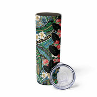 Hawaiian Taro Leaves and Ohia Lehua Skinny Tumbler Polynesian Tribal Art Tropical Plants Motifs Colorful LT03 - Polynesian Pride