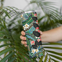 Hawaiian Taro Leaves and Ohia Lehua Skinny Tumbler Polynesian Tribal Art Tropical Plants Motifs Colorful LT03 - Polynesian Pride