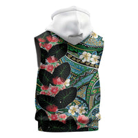 Hawaiian Taro Leaves and Ohia Lehua Sleeveless Zip Hoodie Polynesian Tribal Art Tropical Plants Motifs Colorful LT03 - Polynesian Pride