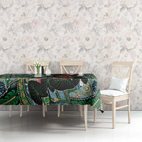 Hawaiian Taro Leaves and Ohia Lehua Tablecloth Polynesian Tribal Art Tropical Plants Motifs Colorful LT03 - Polynesian Pride