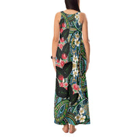 Hawaiian Taro Leaves and Ohia Lehua Tank Maxi Dress Polynesian Tribal Art Tropical Plants Motifs Colorful LT03 - Polynesian Pride