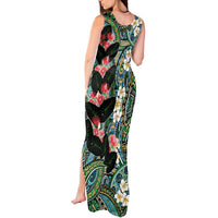 Hawaiian Taro Leaves and Ohia Lehua Tank Maxi Dress Polynesian Tribal Art Tropical Plants Motifs Colorful LT03 - Polynesian Pride