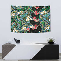 Hawaiian Taro Leaves and Ohia Lehua Tapestry Polynesian Tribal Art Tropical Plants Motifs Colorful LT03 - Polynesian Pride