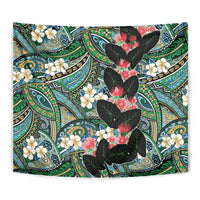 Hawaiian Taro Leaves and Ohia Lehua Tapestry Polynesian Tribal Art Tropical Plants Motifs Colorful LT03 - Polynesian Pride