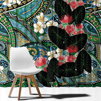 Hawaiian Taro Leaves and Ohia Lehua Window Curtain Polynesian Tribal Art Tropical Plants Motifs Colorful LT03 - Polynesian Pride