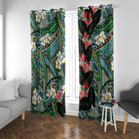 Hawaiian Taro Leaves and Ohia Lehua Window Curtain Polynesian Tribal Art Tropical Plants Motifs Colorful LT03 With Grommets Multicolor - Polynesian Pride