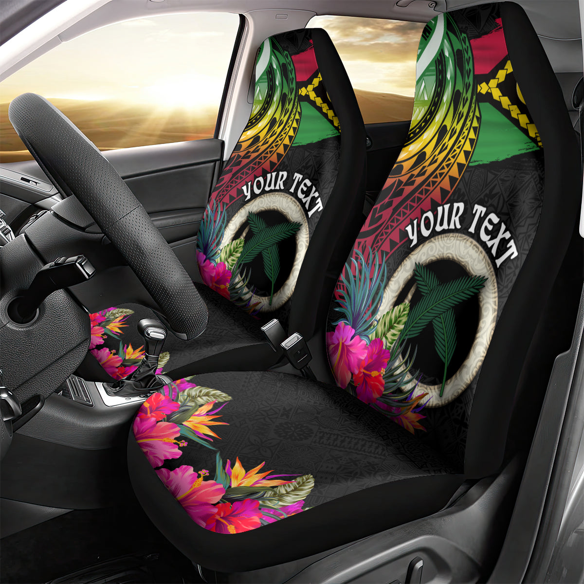 Personalised Vanuatu 44th Anniversary Car Seat Cover Boars Tusk Tugeta Yumi Selebretem Indipendens Dei LT03 - Polynesian Pride