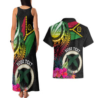 Personalised Vanuatu 44th Anniversary Couples Matching Tank Maxi Dress and Hawaiian Shirt Boars Tusk Tugeta Yumi Selebretem Indipendens Dei LT03 - Polynesian Pride