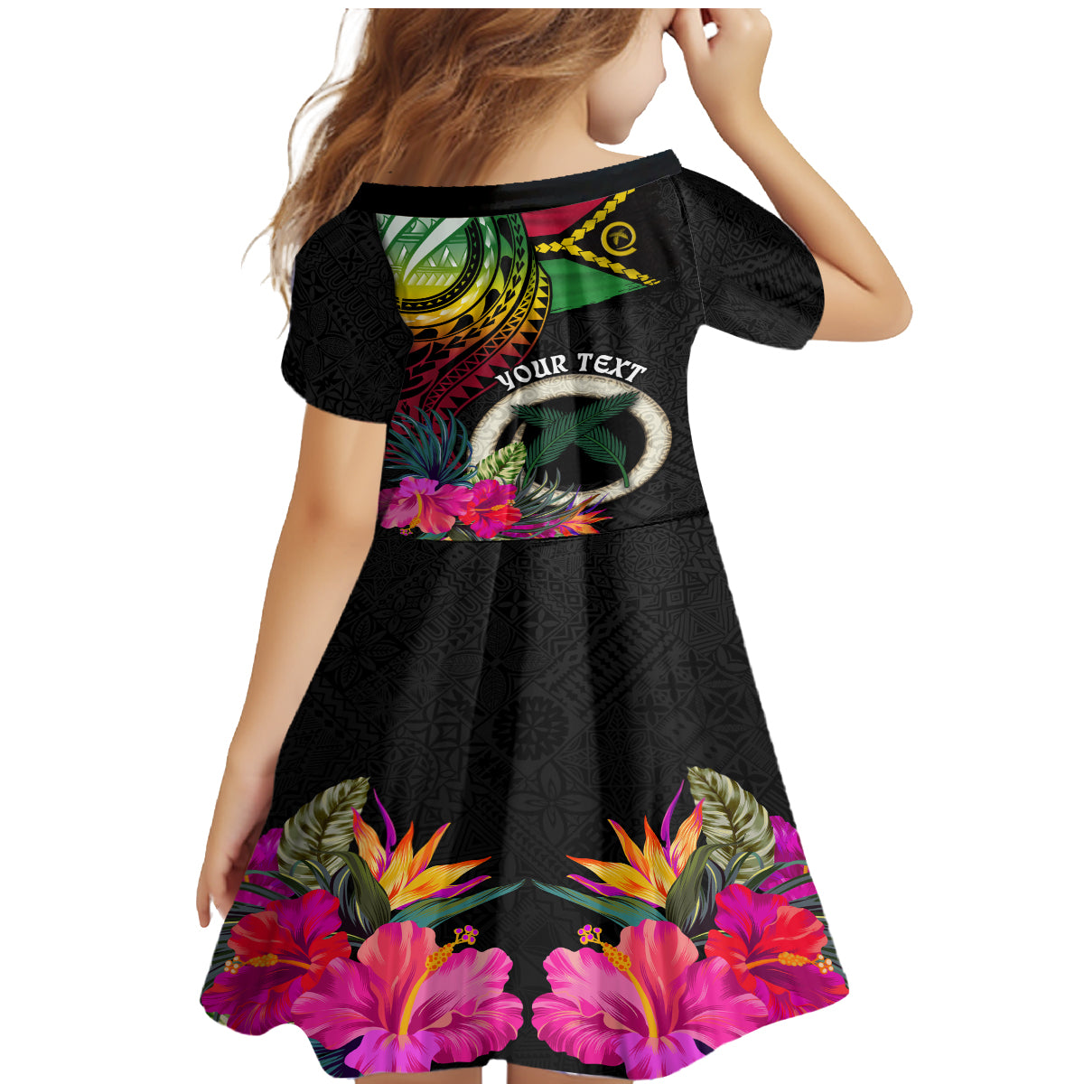 Personalised Vanuatu 44th Anniversary Family Matching Mermaid Dress and Hawaiian Shirt Boars Tusk Tugeta Yumi Selebretem Indipendens Dei LT03 - Polynesian Pride