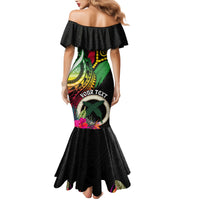 Personalised Vanuatu 44th Anniversary Family Matching Mermaid Dress and Hawaiian Shirt Boars Tusk Tugeta Yumi Selebretem Indipendens Dei LT03 - Polynesian Pride