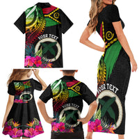 Personalised Vanuatu 44th Anniversary Family Matching Short Sleeve Bodycon Dress and Hawaiian Shirt Boars Tusk Tugeta Yumi Selebretem Indipendens Dei LT03 - Polynesian Pride
