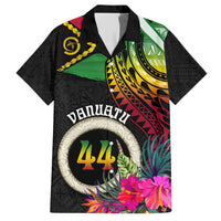 Personalised Vanuatu 44th Anniversary Family Matching Short Sleeve Bodycon Dress and Hawaiian Shirt Boars Tusk Tugeta Yumi Selebretem Indipendens Dei LT03 Dad's Shirt - Short Sleeve Black - Polynesian Pride